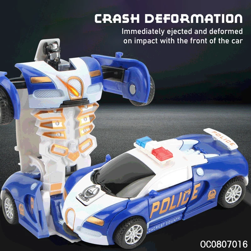 8 pcs deformation robot toy police car truck set for kids and boys