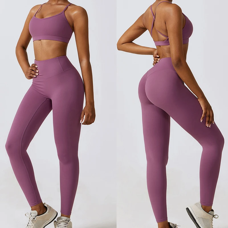Wholesale 4 Piece 5 Colors Sportswear Long Sleeve Crop Top Yoga Workout Set Women Fitness Clothing Active Wear Gym Sport Sets