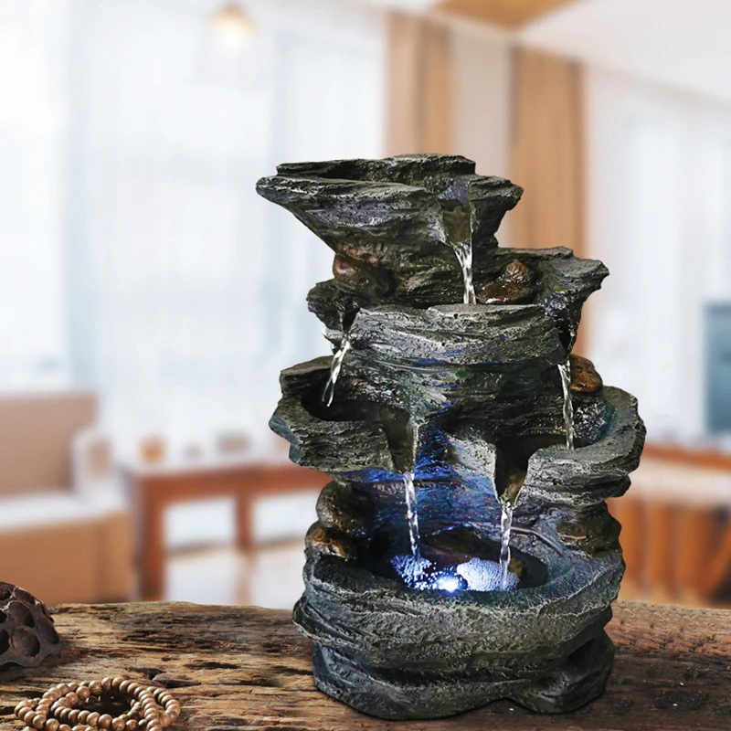 small waterfall fountain with led lamp