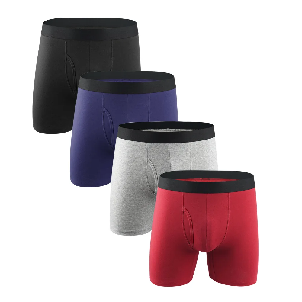 Boxer Briefs Mens Underwear 4 Pack sport Soft Cotton Open Fly Underwear
