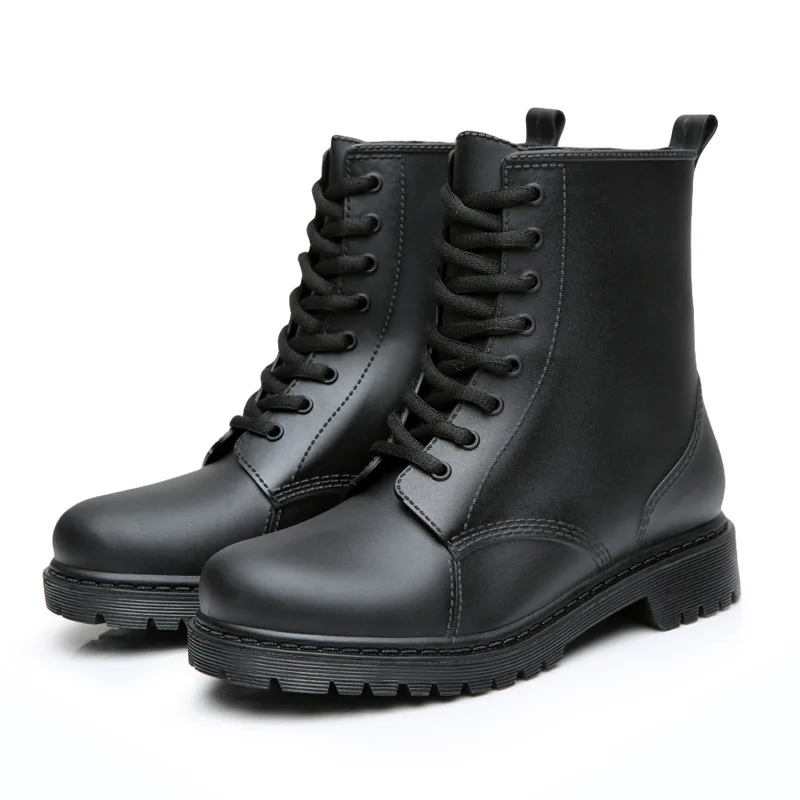 flat black waterproof boots