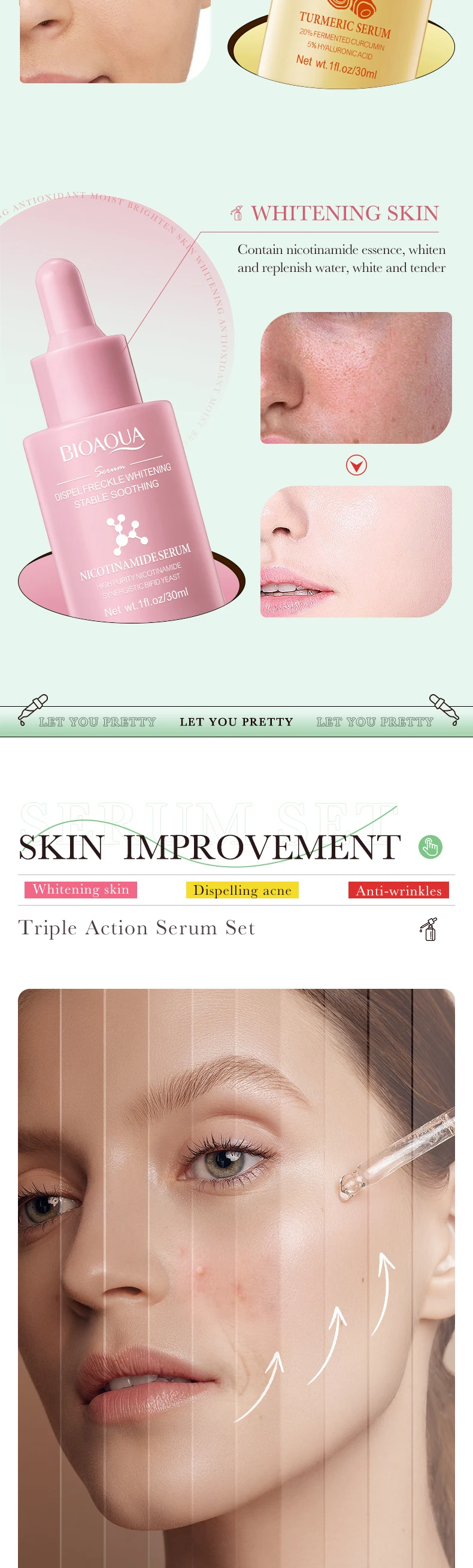 product bioaoua brightening essence kit snail turmeric niacinamide essence set for glow skin-4