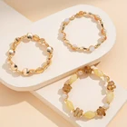Beads Bracelets Fashion Jewelry Glass Beads Natural Stone String 3 Sets Beaded Bracelets