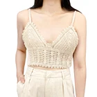 Ladies 2021 Custom LOGO Cotton Women Sexy Cropped Crochet Knitting Sweaters Bar For Ladies