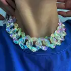 Choker Necklaces New Arrivals Vintage Simple Colorful Acrylic Square Chain Choker Necklaces