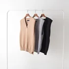 Men Cotton Vest Sweater Vest Men Plus Size Young Men Plain Knit Sleeveless 100% Cotton V Neck Men Sweater Vest