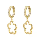 Fashion Hoop Earrings Fashion Sterling Silver Gold Plated Statement Flower Shaped Hoop Earrings