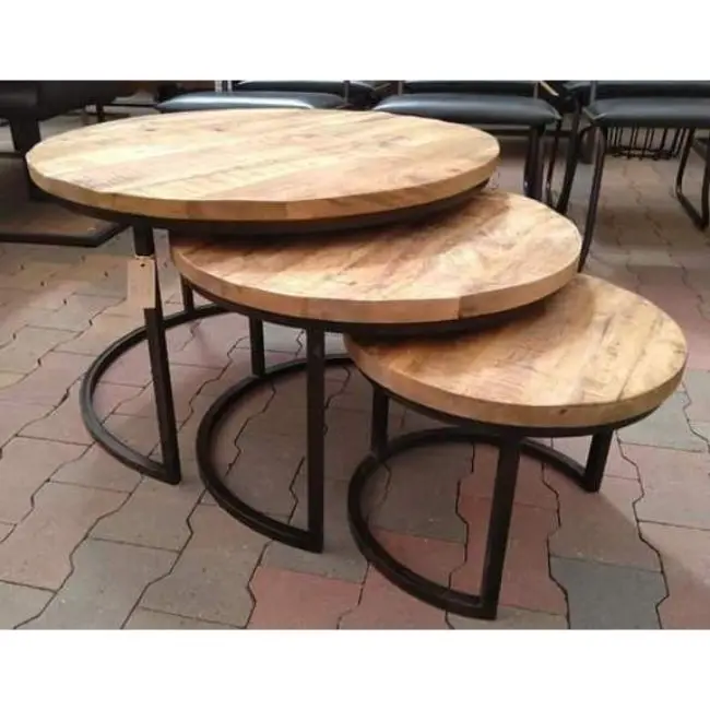 voor de hand liggend ritme maag Industrial And Vintage Iron Metal & Mango Wood Wooden Coffee Table S/3 -  Buy Wrought Iron Coffee Table,Wood Folding Coffee Table,Wood And Wrought  Iron Tables Product on Alibaba.com