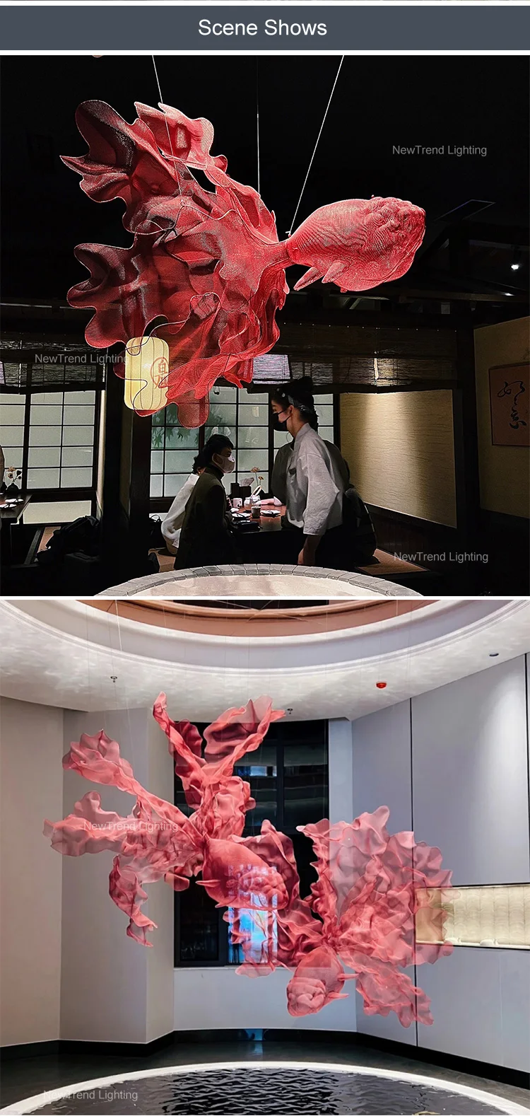 CPL-366 Modern Style Indoor Hotel Lobby Show Room Staircase Decoration Custom Goldfish LED Chandelier Light manufacture