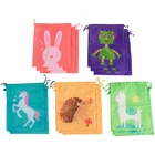Print Bag Party Kids Cute Waterproof Durable Polyester Fabric Animal Print Drawstring Bag For Party