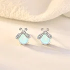 Jewelry Insect Dazzling Jewelry 925 Sterling Silver Insect Firefly Moonstone Stud Earings