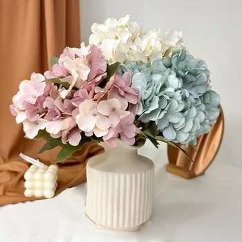 Home Hall Decoration High Quality Pink Flowers Artificial Hydrangea Flowers White Centerpieces for Wedding Table Decorations