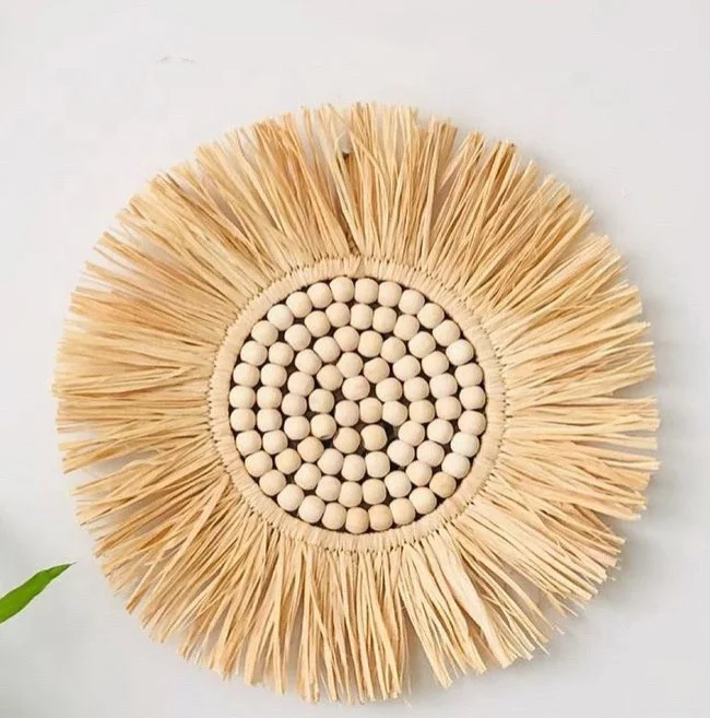 Handwoven seagrass wall mirror unique straw mirror decor wall decorative mirror