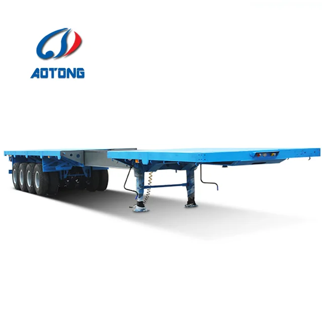 40 Ft 45 Ft 50ft gooseneck  extendable flat bed container semi trailer multi axles algeria retractable flatbed trailer