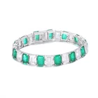 Gemstone Customized Women Bling Bling Jewelry Emerald Square Gemstone 925 Sterling Silver Luxury CZ Tennis Bracelet