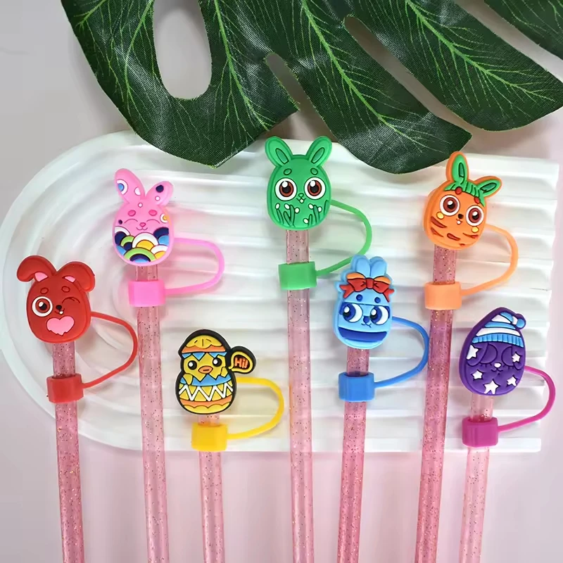 Sell well New Product Ideas Happy Easter Tumbler Topper Cute Straw Topper Straw Tip Covers Drink Cover Kitchen Accessories