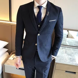 wholesale custom vintage wedding business double sides buttons spandex polyester breathable suits set for men