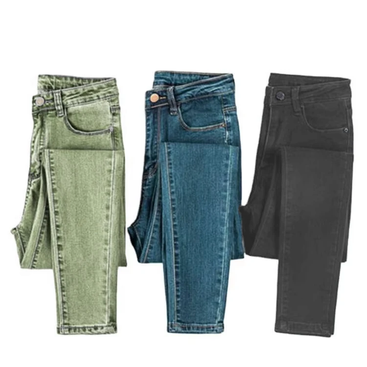 Custom European Fashion Female Denim Pants 3 Color Women High Waist Skinny Jeans manufacture
