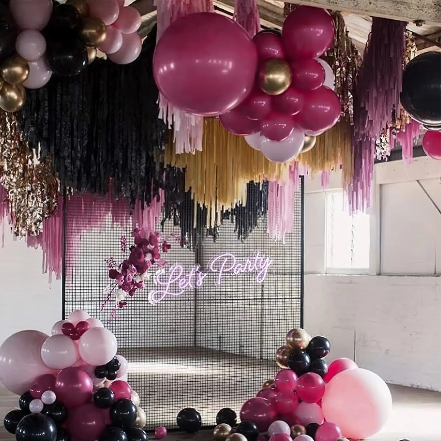 140pcs PartyWoo Black Gold and Pink Balloons Birthday Party Black And Metallic Gold Balloons Party Decorations