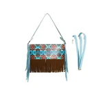 Turquoise Suede Western Fringe Handbag Wholesale Fasion Monogrammed Women Pu Tassel Tote Bag