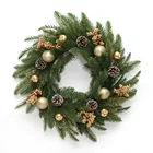 Glitter Leaves 45 Cm Gold Glitter Balls Golden Berries Green Fir Leaves Christmas Garlands