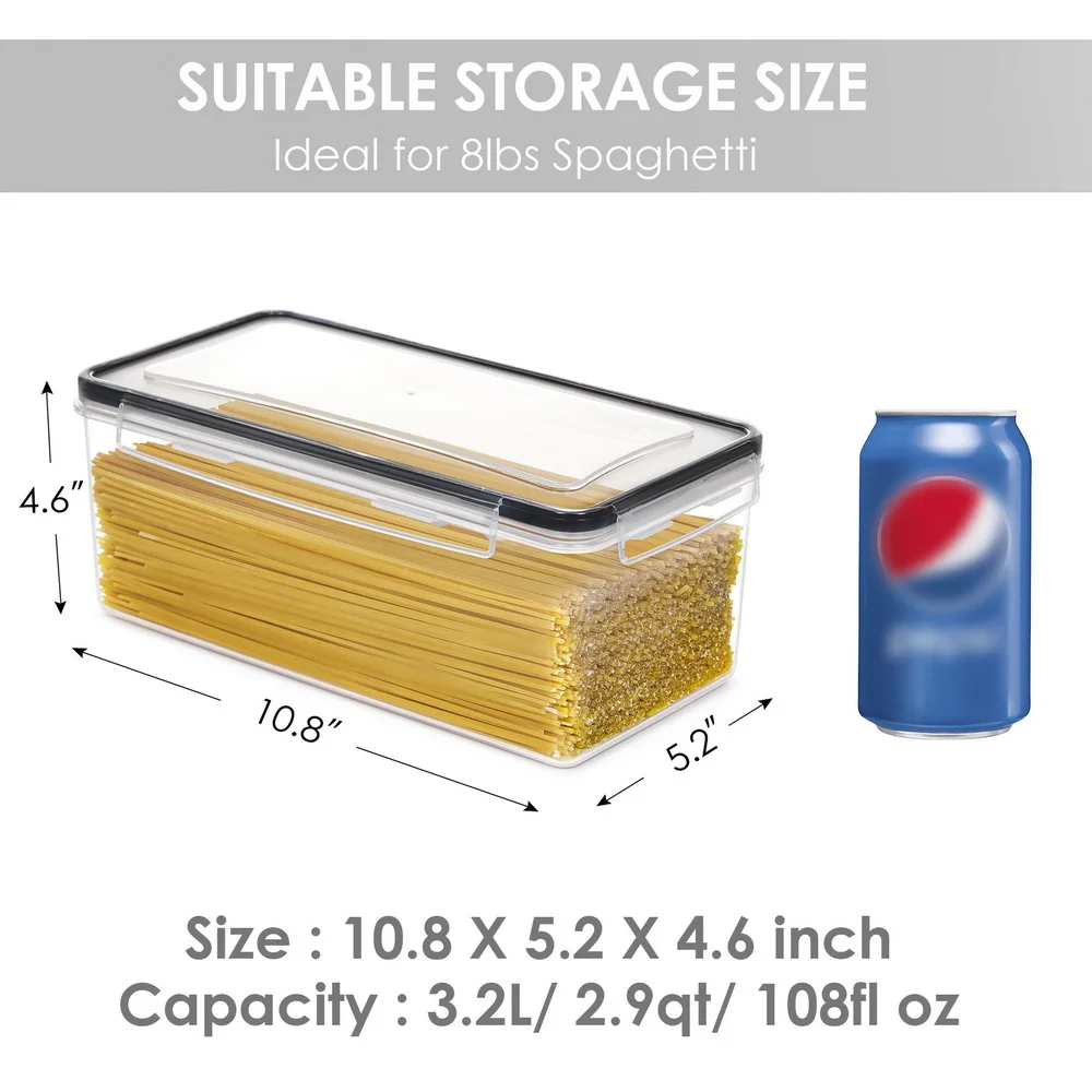 Haixing 3.2L Rectangle Plastic Food containers Deep Cabinets Microwave Pasta Noddle Food Storage Container