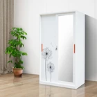 Steel Bedroom Wardrobe Design Sliding 2 Door Metal Wardrobe Closet Lemari Pakaian Besi Geser Ayun Cetak Baja 2 Pintu