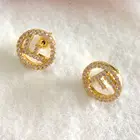 Earrings Drop Shipping Silver Needle Letter F Inlaid Diamond Earrings Simple Small Stud Earrings For Women