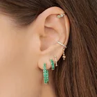Cz Earrings Gemnel 925 Silver Pave CZ Crystal Non Piercing Earrings Opal Ear Cuffs