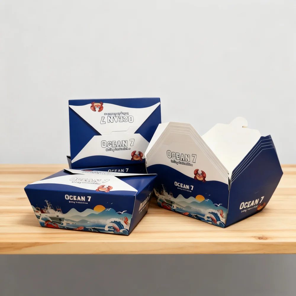 Vlastní logo Krabička na smažená kuřecí křidélka Rychlé občerstvení s sebou Jídlo na hamburger Hranolky na hamburgery Balicí krabice na smažené kuře pro váš vlastní produkt