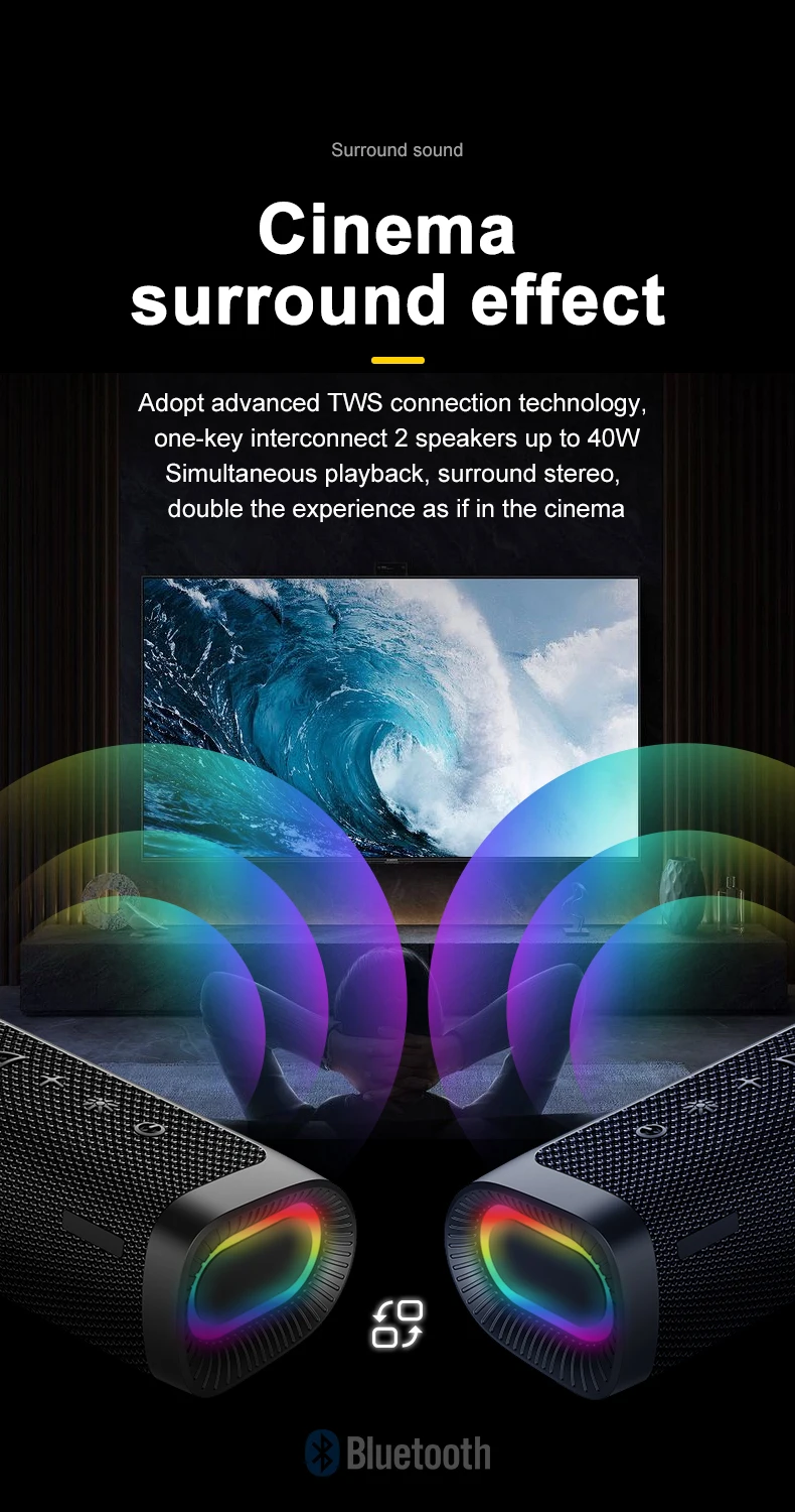 Factory customized Portable Wireless Bluetooth Speaker super bass sports outdoor RGB wireless speaker