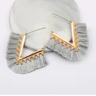 Jewelry Earrings Earrings Women's Bohemian Jewelry Alloy Metal V Shape Fringe Cotton Tassel Earrings