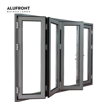 ALUFRONT Accordion Bi Fold Doors Aluminium Patio Door AS2047 Double Glazed Glass Hurricane Proof Patio Folding Door for House