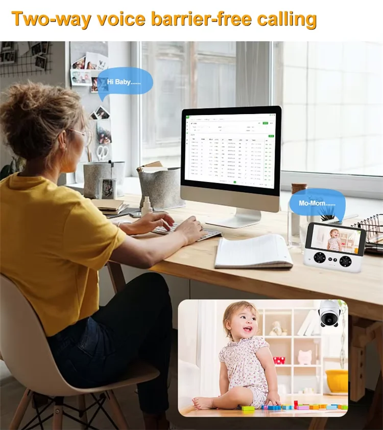 新款4.3/5英寸智能高清视频婴儿手机双向音频无线温度数字睡眠婴儿监视器摄像机和摇篮曲