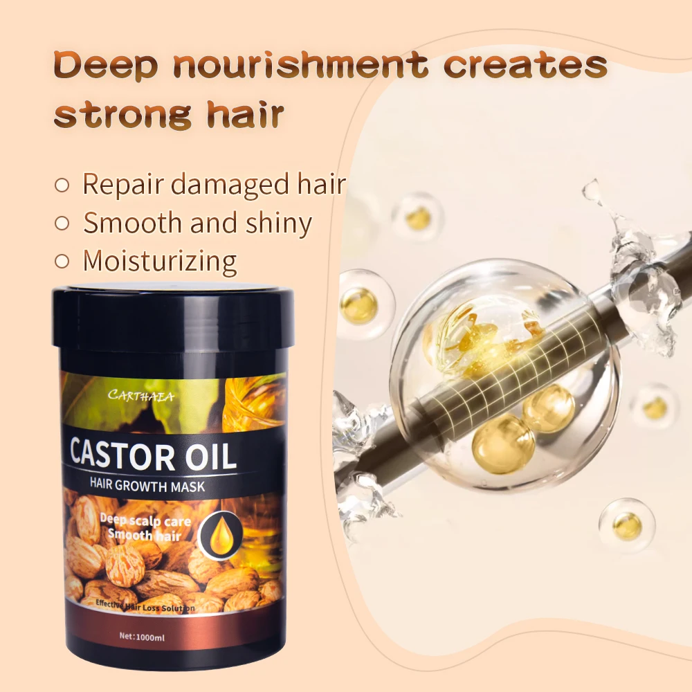 organic treatments Carthaea brand anti hair loss castor oil hair growth mask in 1000ml keratin hair mask
