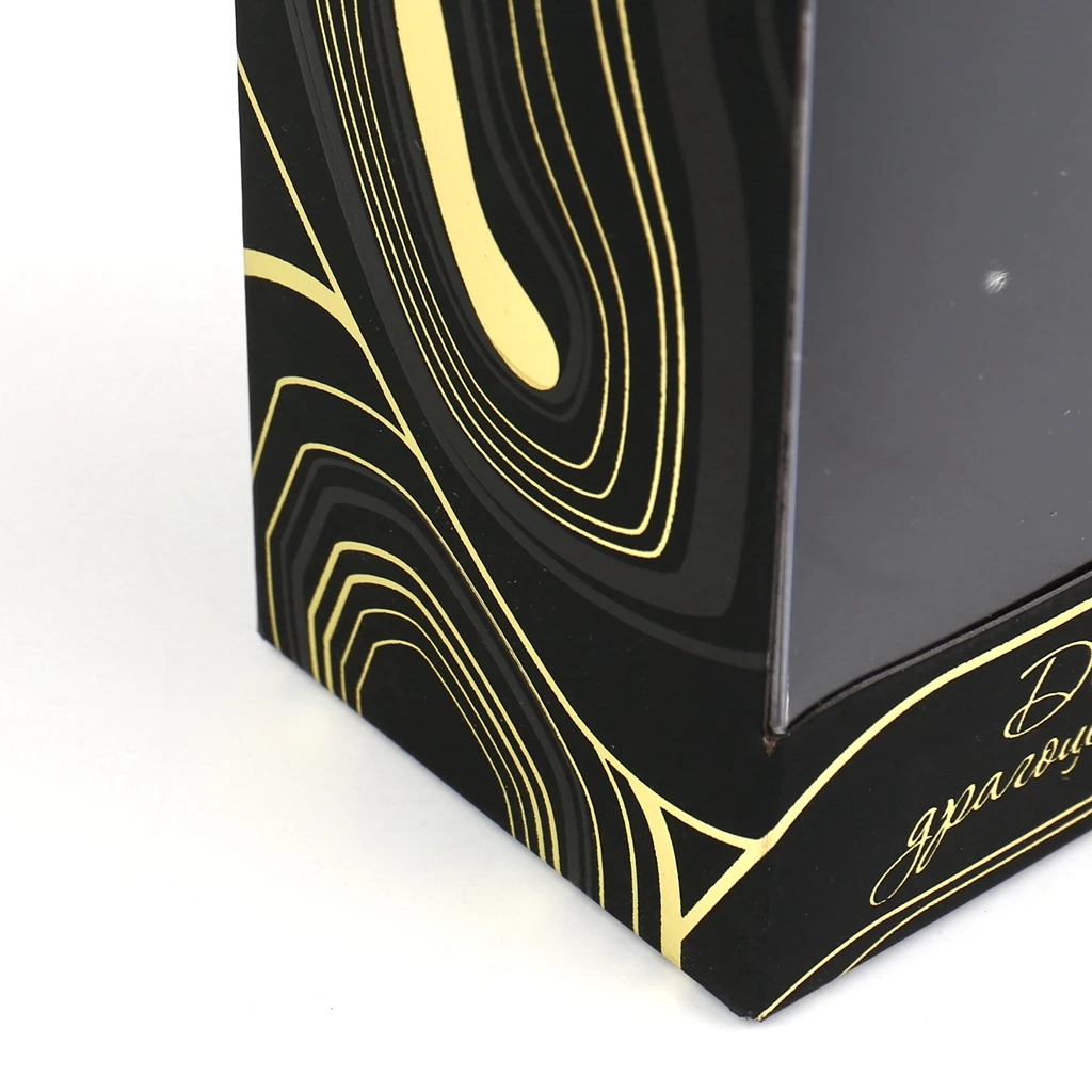 Custom Black Card Paper Box Gift with Transparent PVC Window Logo Customized Gold Foil Hot Stamping Eco Friendly Perfume Box factory