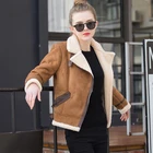 Ladies Suede Jacket Warm Faux Fur Lined Ladies Suede Leather Jacket Slim Fit Winter Suede Jacket Womens