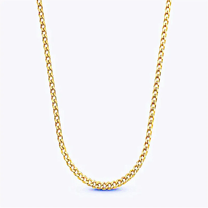 Cuban Necklace Women 3mm Solid Gold 
