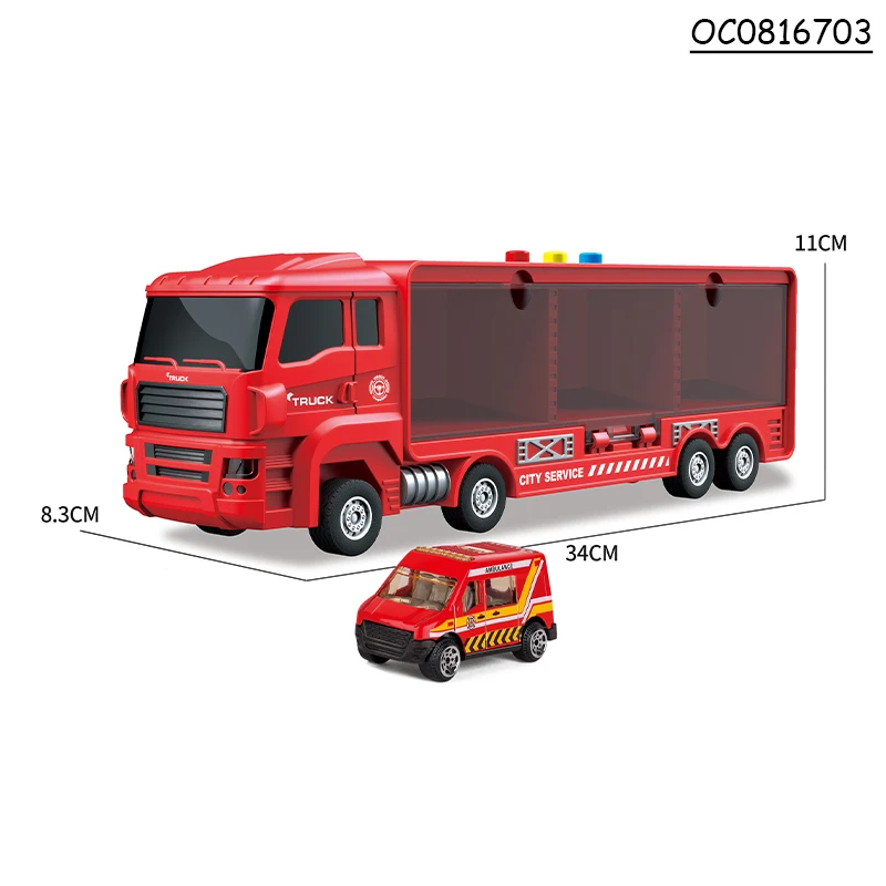 3pcs kids toy car alloy model fire fighting car container truck toy electronics