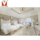 Hotel Furniture HDB-557 Custom Solid Wood Dark Color Classic Hotel Room Furniture Wood Style Modern Bedroom