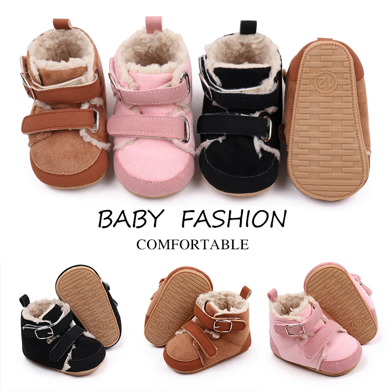 Double Inline Winter Warm Baby Chunky Plush Underlining Warm Toddler Cotton Boots factory