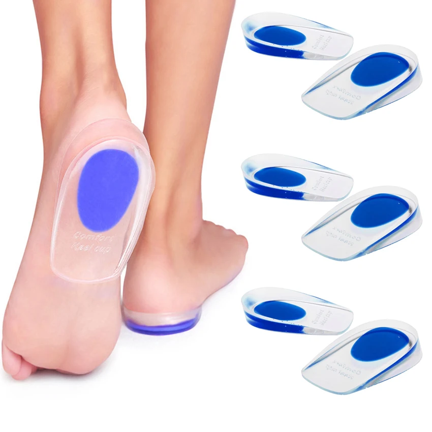 Gel Heel Cushions and Cups Silicone Gel Heel Pads for Heel Pain Blue Small Pad & Shock Absorbing Support Bone Spur & Achilles Pain 3 Pair Gel Heel Cups Plantar Fasciitis Inserts 
