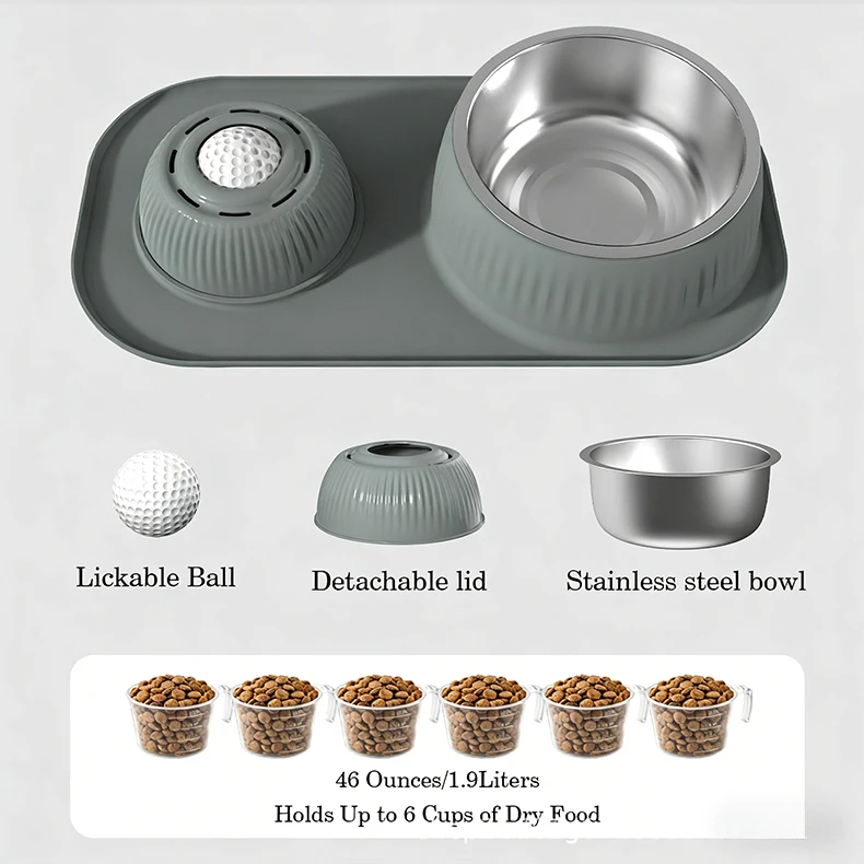 New 2in1 Food Grade Silicone Pet Feeding Bowl with Lick Toy Non Slip Interactive Bowl for Dogs Cats Pet Products factory