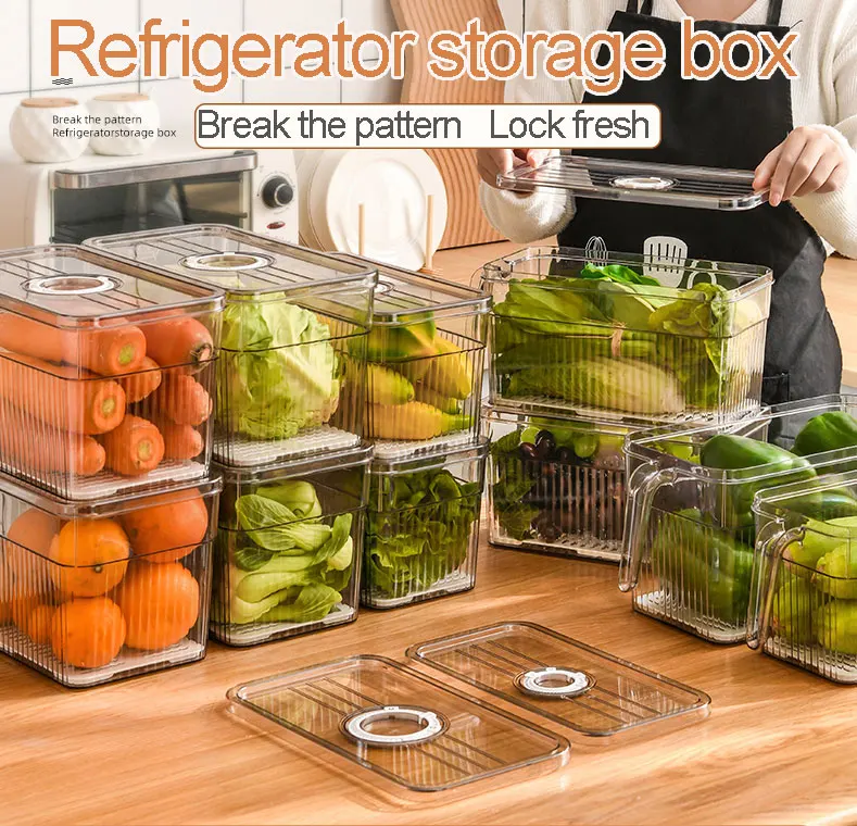 Kitchen Fresh Clear Plastic Storage Box Fridge Refrigerator Organizer