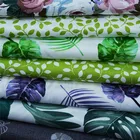 Green Cloth Custom Print Green Leaf Floral Pattern Printed Fabrics 100% Organic Cotton Cloth