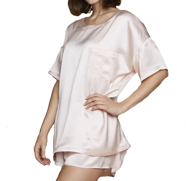 Custom 2pcs Silk Cami Top and Shorts Set Silk Pajamas Sets 100% Silk for Women Digital Printing Woven Satin V-neck