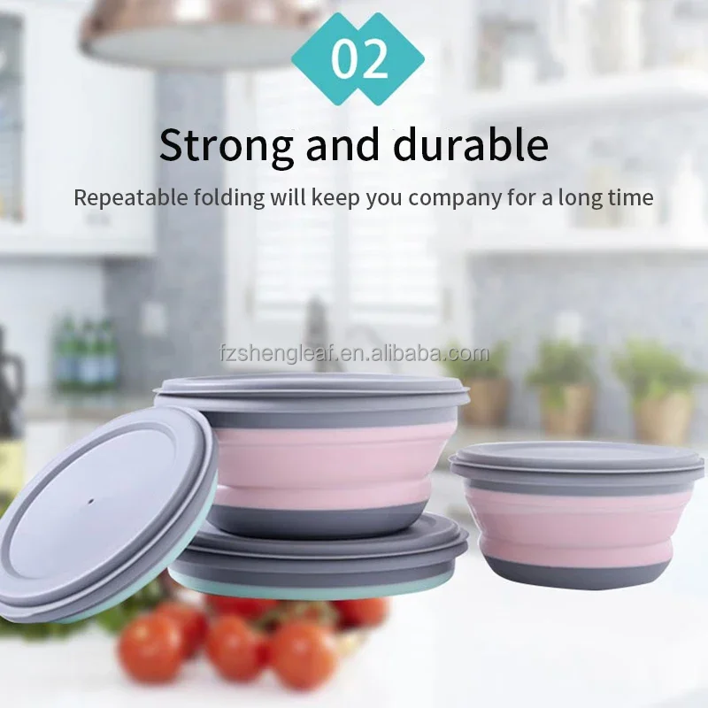 product silicone lunch box for kids leakproof insulated baby food container portable bento box for school office round food storage set-5