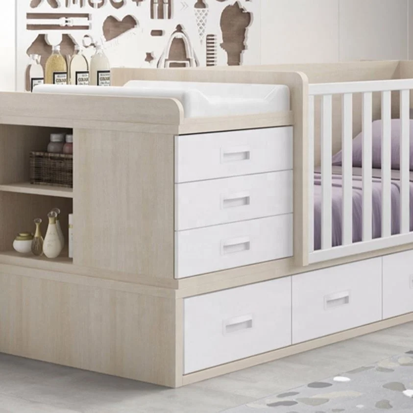 Wooden Baby Crib Design Multifunction Baby Kids' Cribs Bed  Storage Drawers New Born Baby Room Crib Cot Furniture