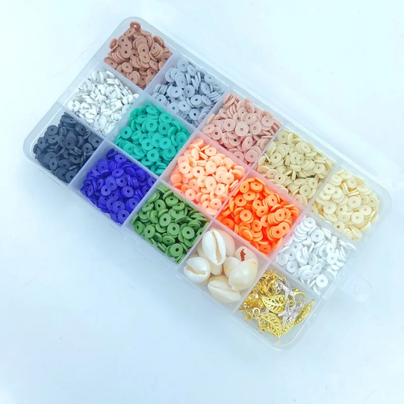 2600pcs Deep Colored Clay Beads Flat Polymer Clay Beads For Jewelry Making Kit Diy Beads