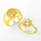 Ring Cubic Gossip Sun Ring Women 18K Gold Plated Open Ring Cubic Zirconia Adjustable Ring Female Custom